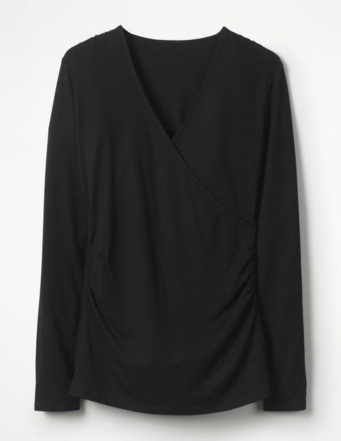 Long Sleeve Wrap Top - Black Long Sleeve Wrap Top - Black