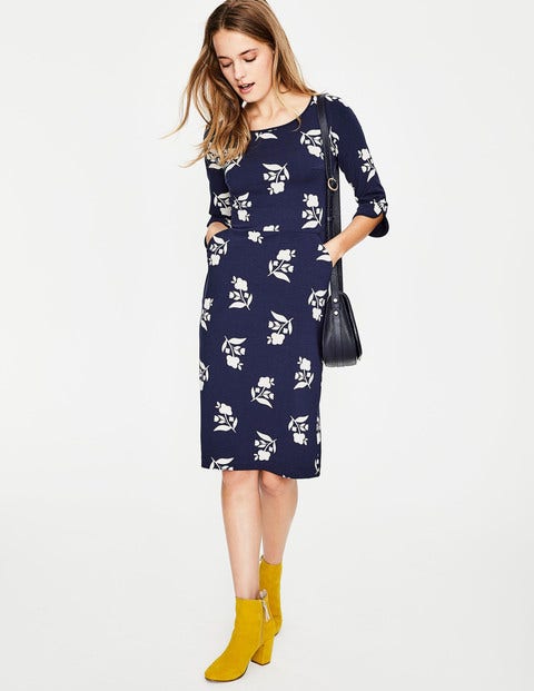 Jessie Jersey Dress - Navy Meadow Motif Jessie Jersey Dress - Navy Meadow Motif