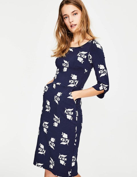 Jessie Jersey Dress - Navy Meadow Motif Jessie Jersey Dress - Navy Meadow Motif