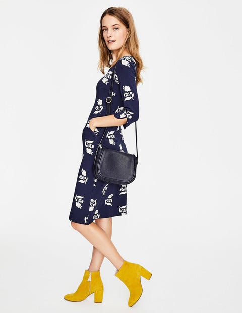 Jessie Jersey Dress - Navy Meadow Motif Jessie Jersey Dress - Navy Meadow Motif