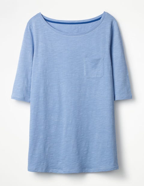 The Cotton Boat Neck Tee - Hazy Blue The Cotton Boat Neck Tee - Hazy Blue