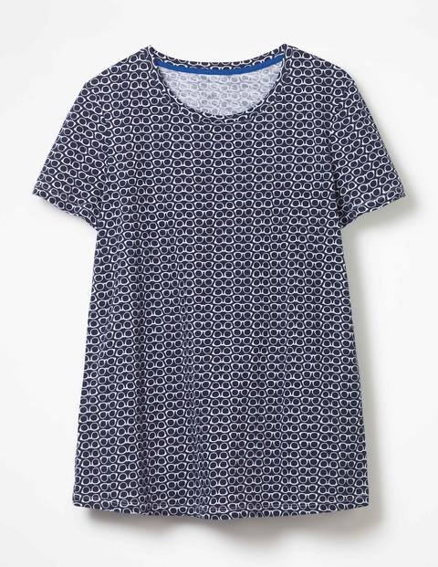 Printed Crew Neck Tee - Navy Glasses Printed Crew Neck Tee - Navy Glasses