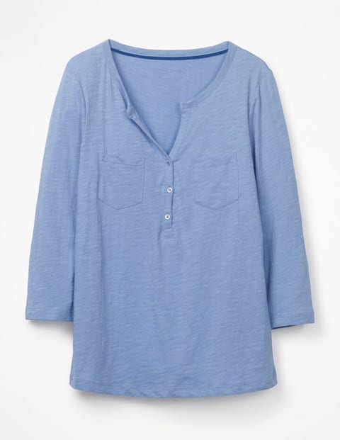 The Cotton Henley Tee - Hazy Blue The Cotton Henley Tee - Hazy Blue