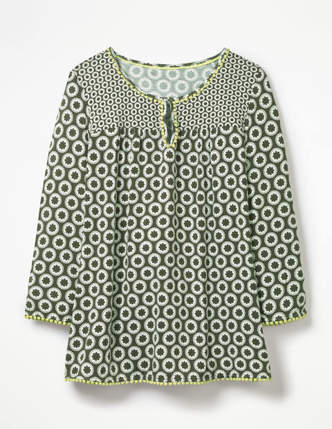Tessa Jersey Top - Khaki Pompom Spot Tessa Jersey Top - Khaki Pompom Spot