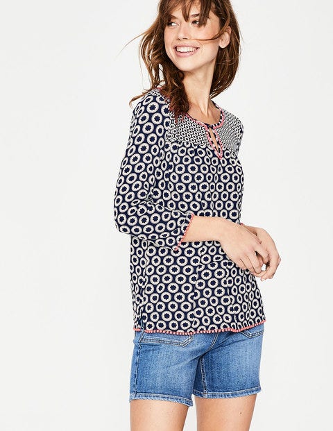 Tessa Jersey Top - Navy Pompom Spot Tessa Jersey Top - Navy Pompom Spot