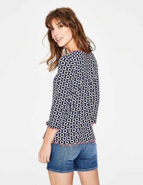 Tessa Jersey Top - Navy Pompom Spot Tessa Jersey Top - Navy Pompom Spot