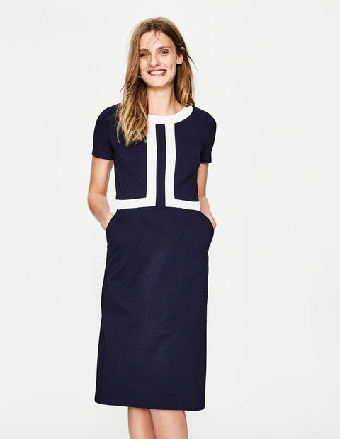 Joan Ponte Dress - Navy/Ivory Joan Ponte Dress - Navy/Ivory