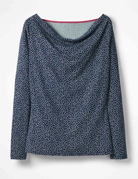 Kitty Cowl Neck Top - Navy Daisy Kitty Cowl Neck Top - Navy Daisy