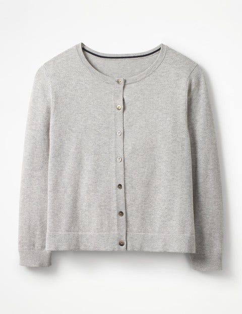 Favourite Crop Crew Cardigan - Silver Melange Favourite Crop Crew Cardigan - Silver Melange