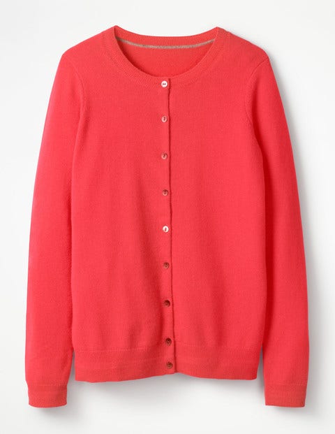 Kaschmircardigan Mit Rundhalsausschnitt - Leuchtende Wassermelone Kaschmircardigan Mit Rundhalsausschnitt - Leuchtende Wassermelone