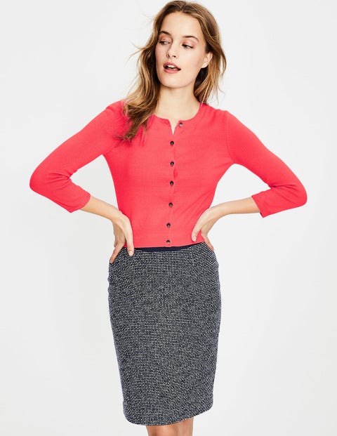 Cashmere Crop Crew Cardigan - Bright Watermelon Cashmere Crop Crew Cardigan - Bright Watermelon