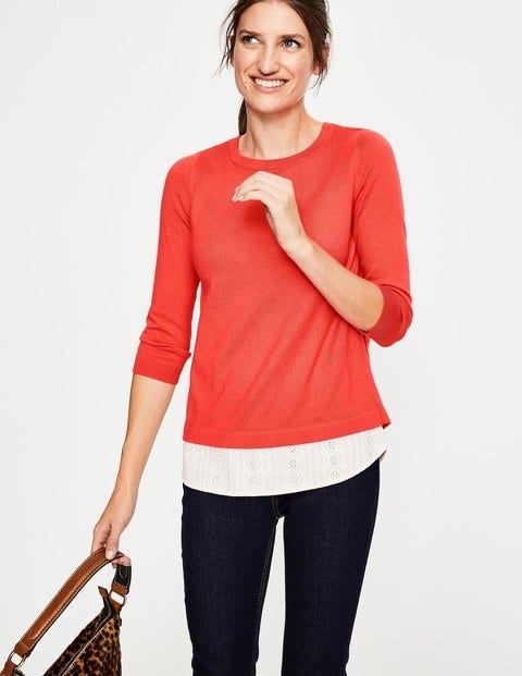 Nora Woven Mix Jumper - Paradise Pink Nora Woven Mix Jumper - Paradise Pink