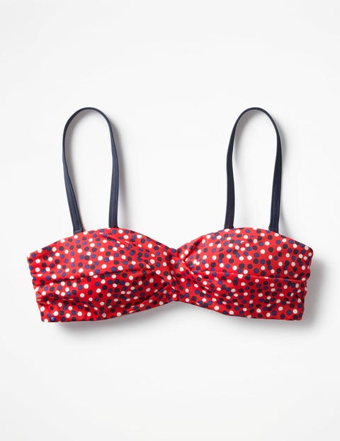 Amalfi Bandeau-Bikinioberteil - Leuchtendes Rot/Bunt, Getupft Amalfi Bandeau-Bikinioberteil - Leuchtendes Rot/Bunt, Getupft