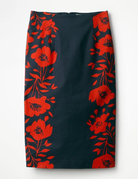 Richmond Bleistiftrock - Navy mit Mohnblumen Richmond Bleistiftrock - Navy mit Mohnblumen