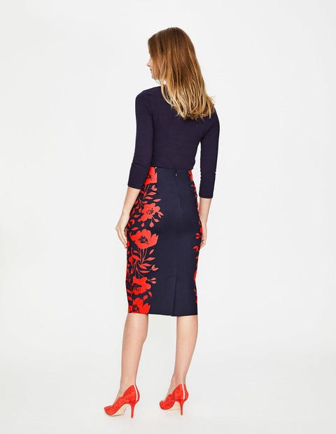 Richmond Bleistiftrock - Navy mit Mohnblumen Richmond Bleistiftrock - Navy mit Mohnblumen