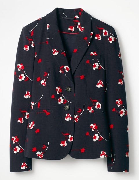 Elizabeth Ponte Blazer - Navy, Wildflower Scattered Elizabeth Ponte Blazer - Navy, Wildflower Scattered