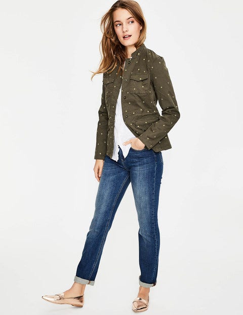 Carly Embroidered Jacket - Khaki Carly Embroidered Jacket - Khaki