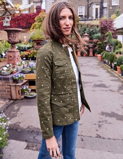 Carly Embroidered Jacket - Khaki Carly Embroidered Jacket - Khaki