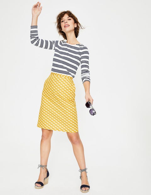 Printed Cotton A-line Skirt - Mimosa Yellow, Parasol Printed Cotton A-line Skirt - Mimosa Yellow, Parasol