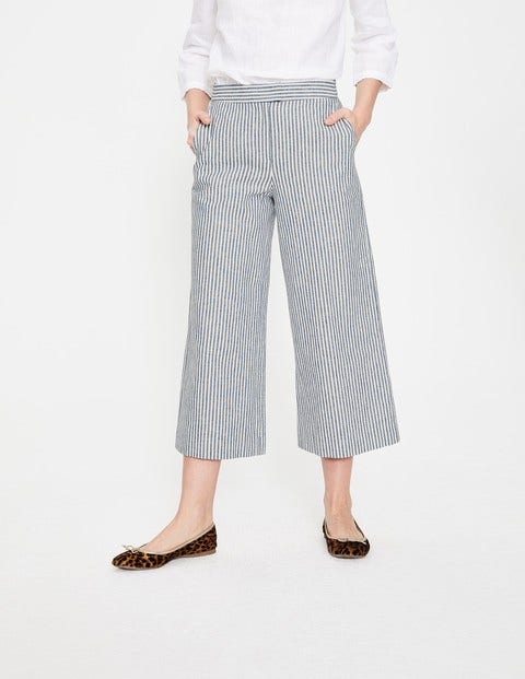 Wideleg Culottes - Chambray Blue/Ivory Stripe Wideleg Culottes - Chambray Blue/Ivory Stripe