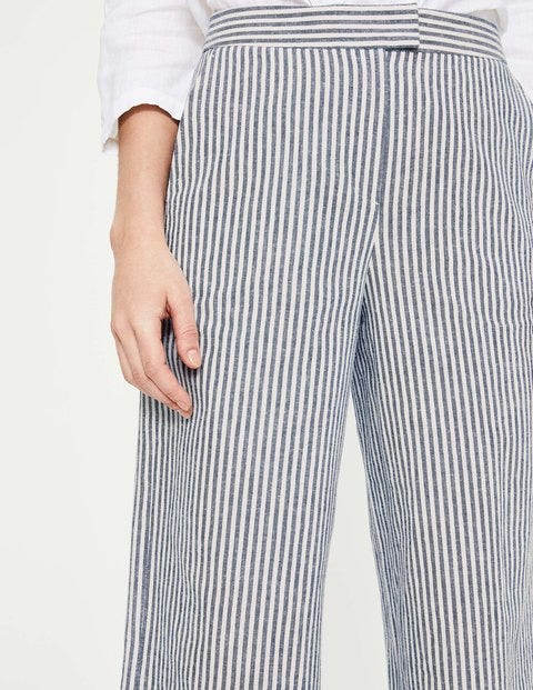 Wideleg Culottes - Chambray Blue/Ivory Stripe Wideleg Culottes - Chambray Blue/Ivory Stripe