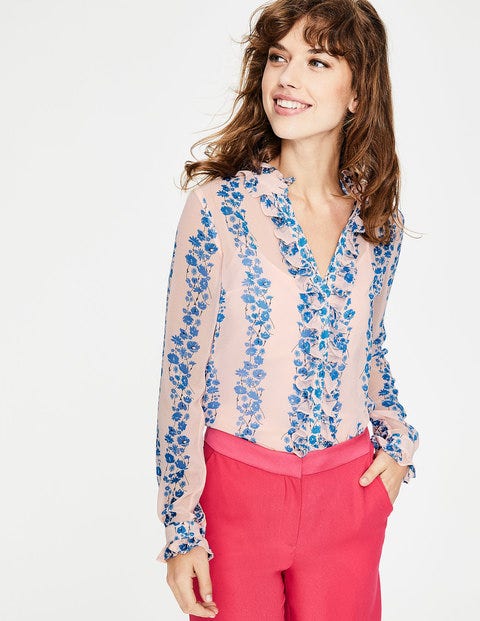 Kathleen Ruffle Shirt - Seashell Flowerbed Kathleen Ruffle Shirt - Seashell Flowerbed