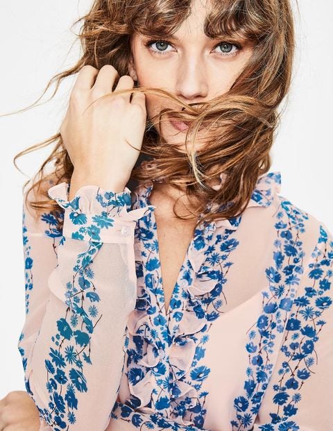 Kathleen Ruffle Shirt - Seashell Flowerbed Kathleen Ruffle Shirt - Seashell Flowerbed
