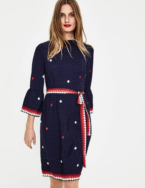 Armelle Dress - Navy Spot Border Armelle Dress - Navy Spot Border