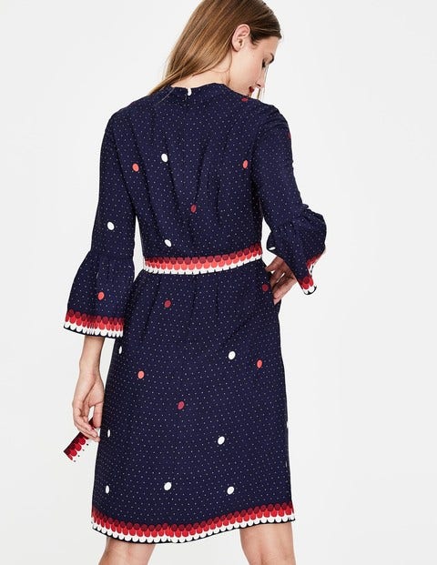 Armelle Dress - Navy Spot Border Armelle Dress - Navy Spot Border