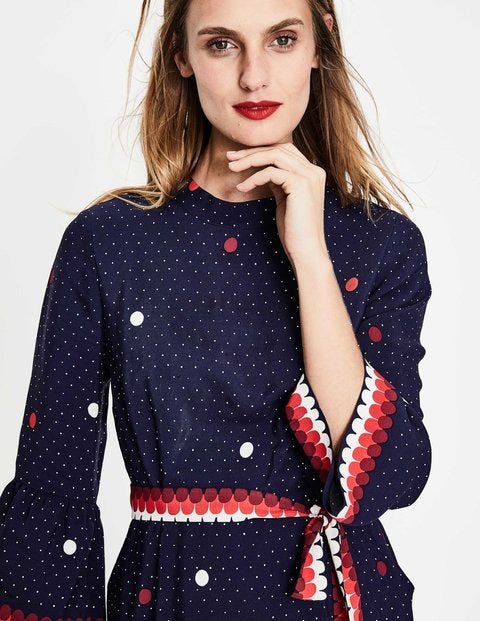 Armelle Dress - Navy Spot Border Armelle Dress - Navy Spot Border