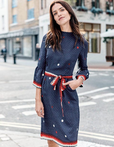 Armelle Dress - Navy Spot Border Armelle Dress - Navy Spot Border