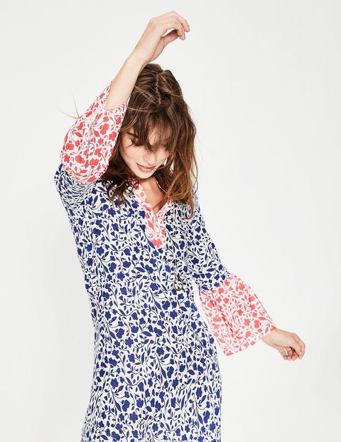 Jodie Kaftan - Ecru and Klein Blue Meadow Jodie Kaftan - Ecru and Klein Blue Meadow