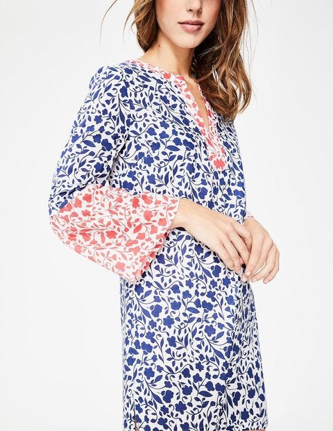 Jodie Kaftan - Ecru and Klein Blue Meadow Jodie Kaftan - Ecru and Klein Blue Meadow