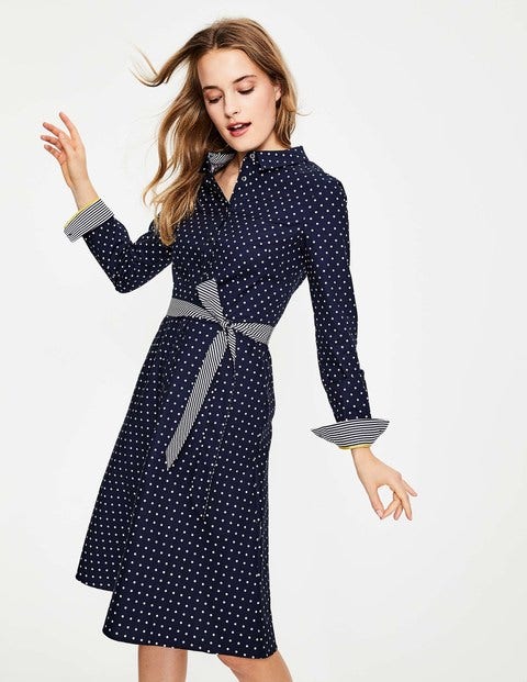 Posy Shirt Dress - Navy Spot Posy Shirt Dress - Navy Spot