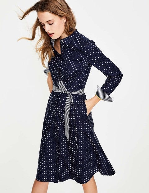 Posy Shirt Dress - Navy Spot Posy Shirt Dress - Navy Spot