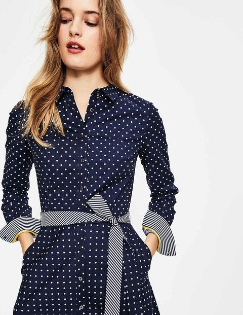 Posy Shirt Dress - Navy Spot Posy Shirt Dress - Navy Spot
