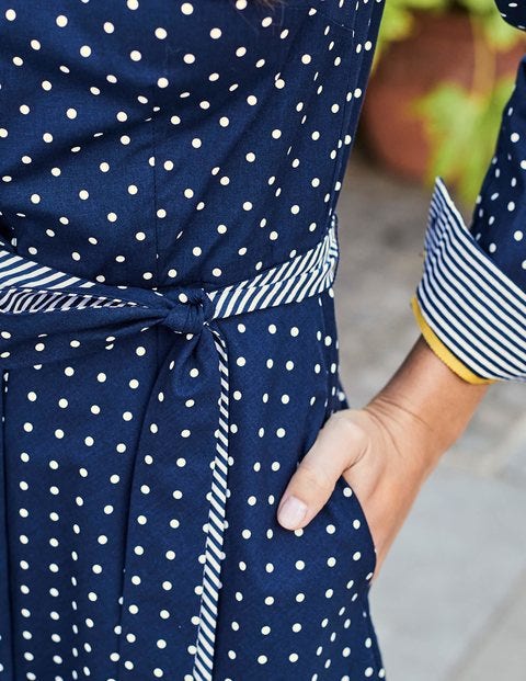 Posy Shirt Dress - Navy Spot Posy Shirt Dress - Navy Spot