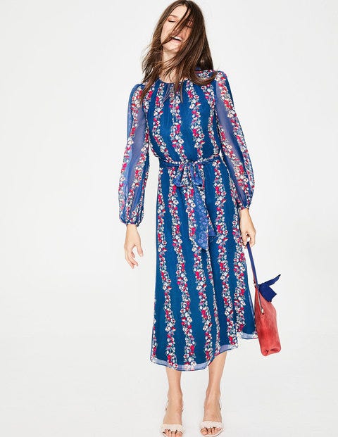 Kathleen Midi Dress - Opulent Blue Flowerbed Kathleen Midi Dress - Opulent Blue Flowerbed