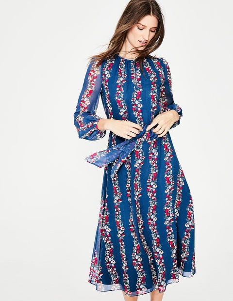Kathleen Midi Dress - Opulent Blue Flowerbed Kathleen Midi Dress - Opulent Blue Flowerbed