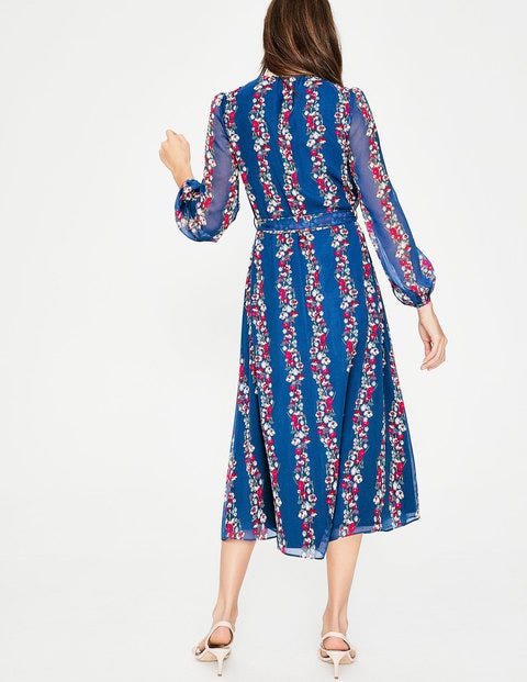 Kathleen Midi Dress - Opulent Blue Flowerbed Kathleen Midi Dress - Opulent Blue Flowerbed