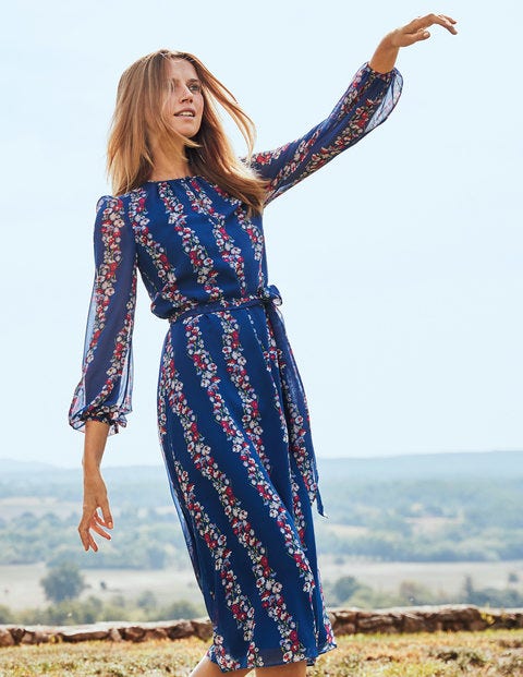 Kathleen Midi Dress - Opulent Blue Flowerbed Kathleen Midi Dress - Opulent Blue Flowerbed
