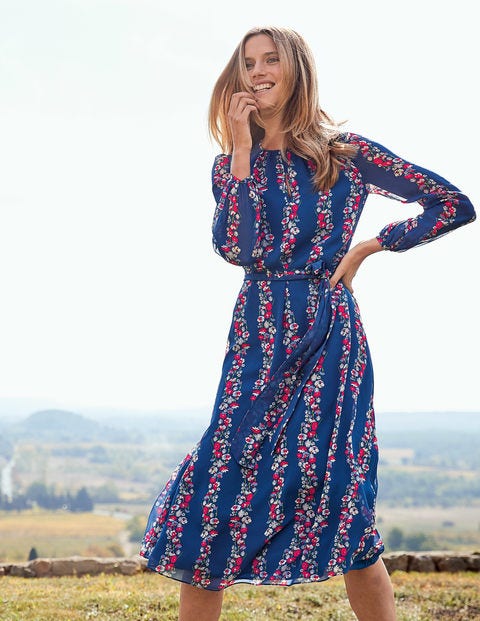 Kathleen Midi Dress - Opulent Blue Flowerbed Kathleen Midi Dress - Opulent Blue Flowerbed