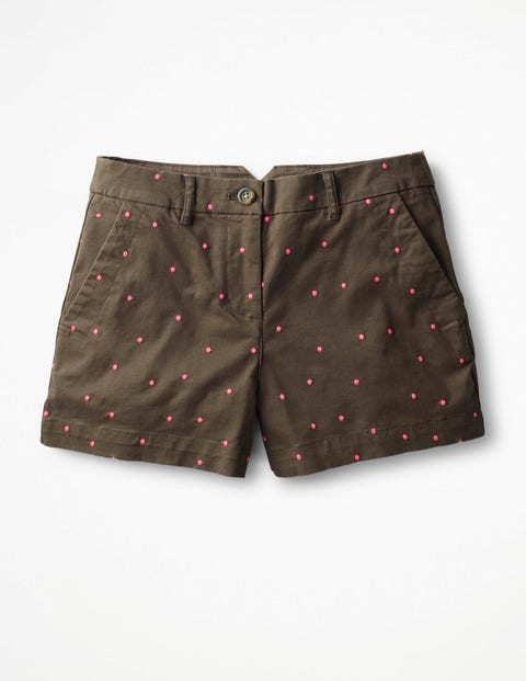 Rachel Chino Shorts - Khaki with Fluro Pink Spot Rachel Chino Shorts - Khaki with Fluro Pink Spot