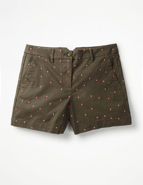 Rachel Chino Shorts - Khaki with Fluro Pink Spot Rachel Chino Shorts - Khaki with Fluro Pink Spot