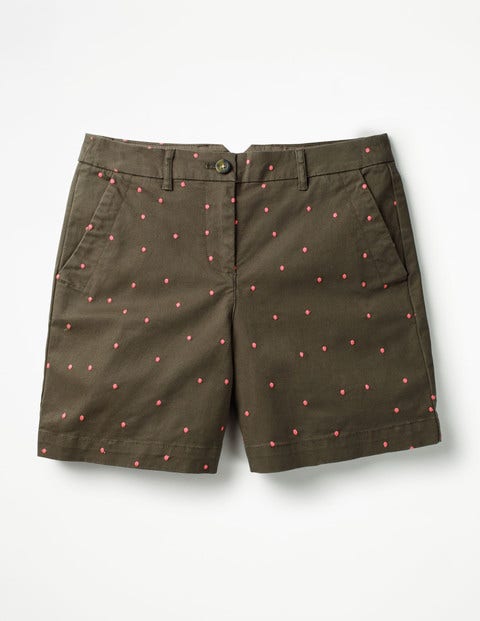 Rachel Chino Shorts - Khaki with Fluro Pink Spot Rachel Chino Shorts - Khaki with Fluro Pink Spot
