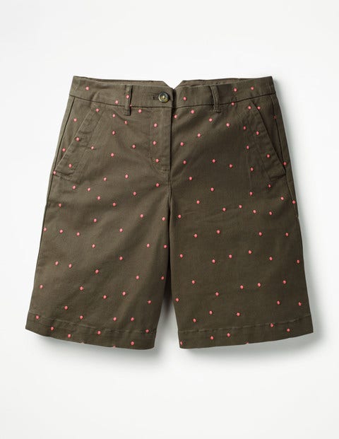 Rachel Chino Shorts - Khaki with Fluro Pink Spot Rachel Chino Shorts - Khaki with Fluro Pink Spot
