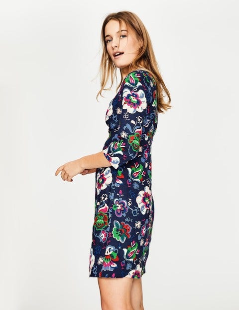 Casual Linen Tunic - Blues Holiday Floral Casual Linen Tunic - Blues Holiday Floral