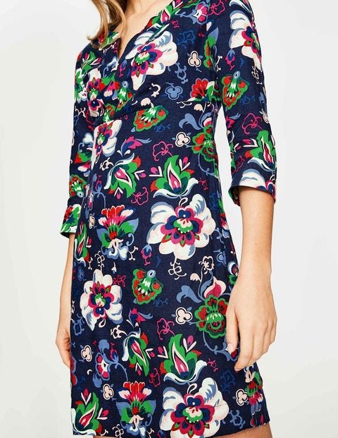 Casual Linen Tunic - Blues Holiday Floral Casual Linen Tunic - Blues Holiday Floral