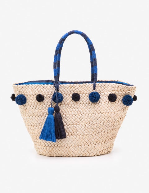 Pompom Beach Bag - China Blue Pompom Beach Bag - China Blue