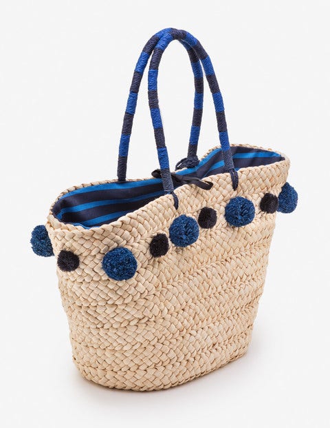 Pompom Beach Bag - China Blue Pompom Beach Bag - China Blue
